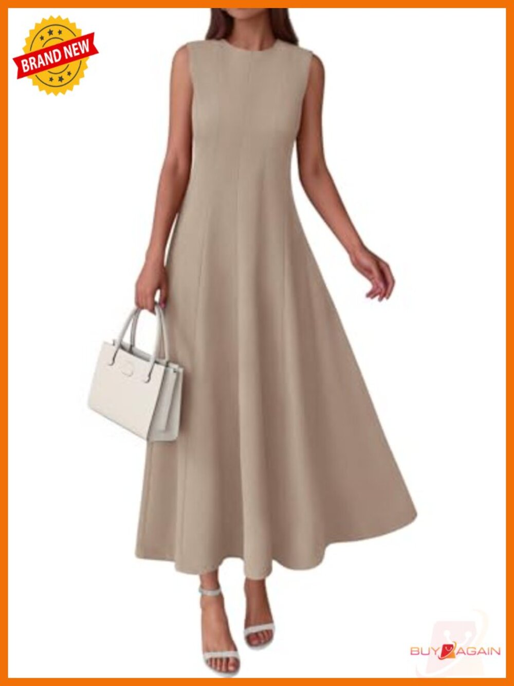 PRETTYGARDEN Sleeveless Maxi Dress Cotton Blend Fit Flare Semi Formal